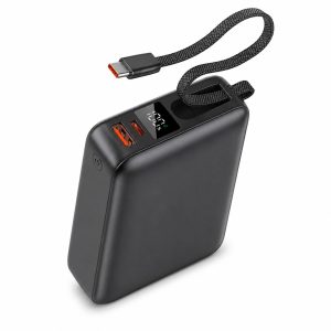 QCY PB20A 20000mAh 45W Fast Charging Power Bank with Built-in USB-C Cable and LED Display