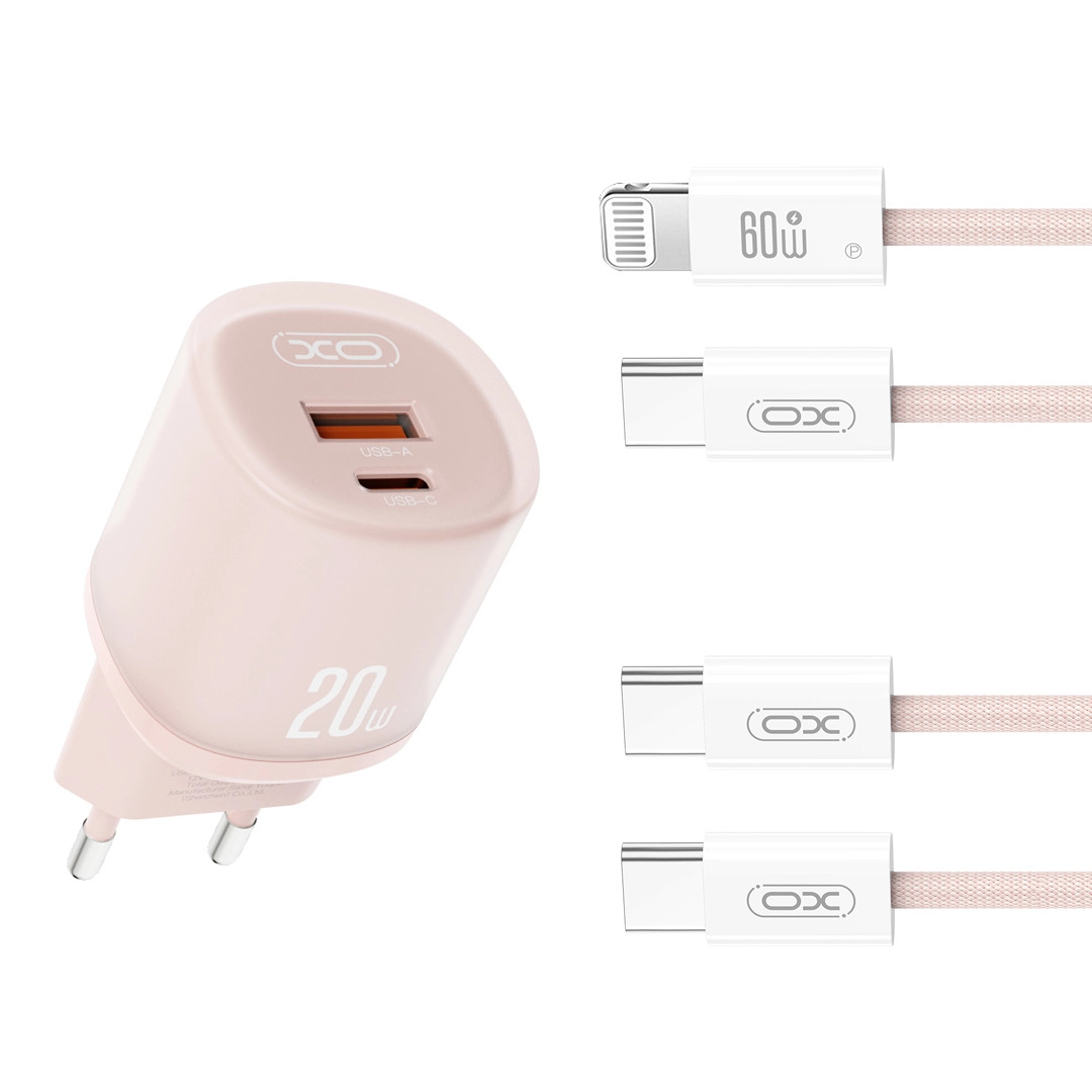 XO-L144-(EU)-20W-PD-Fast-Charger-With-Lighting-Cable-price-In-Bangladesh-Pink