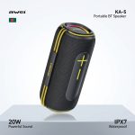 Awei KA5 20W portable wireless bluetooth speaker front view with yellow accents