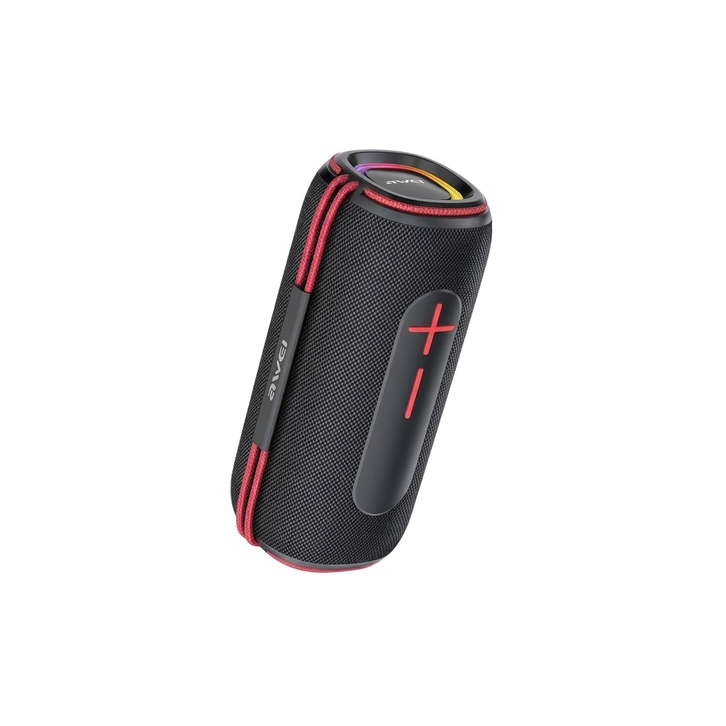 Awei KA5 20W portable wireless bluetooth speaker front view with yellow accents